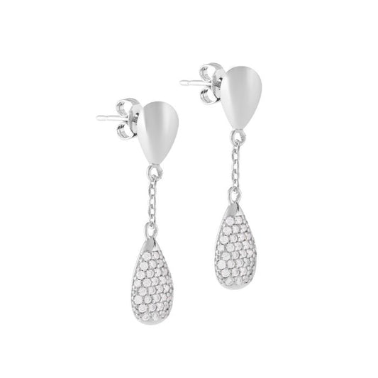 Tulipe earrings with pavé drop pendant