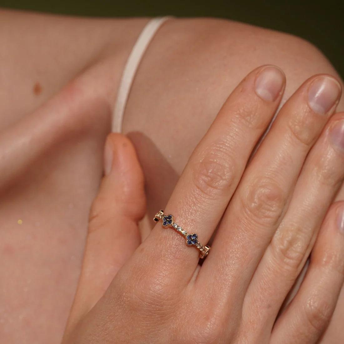 Tropical Blossom Blue & White Cubic Zirconia Ring