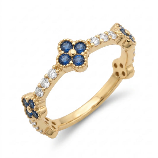 Tropical Blossom Blue & White Cubic Zirconia Ring