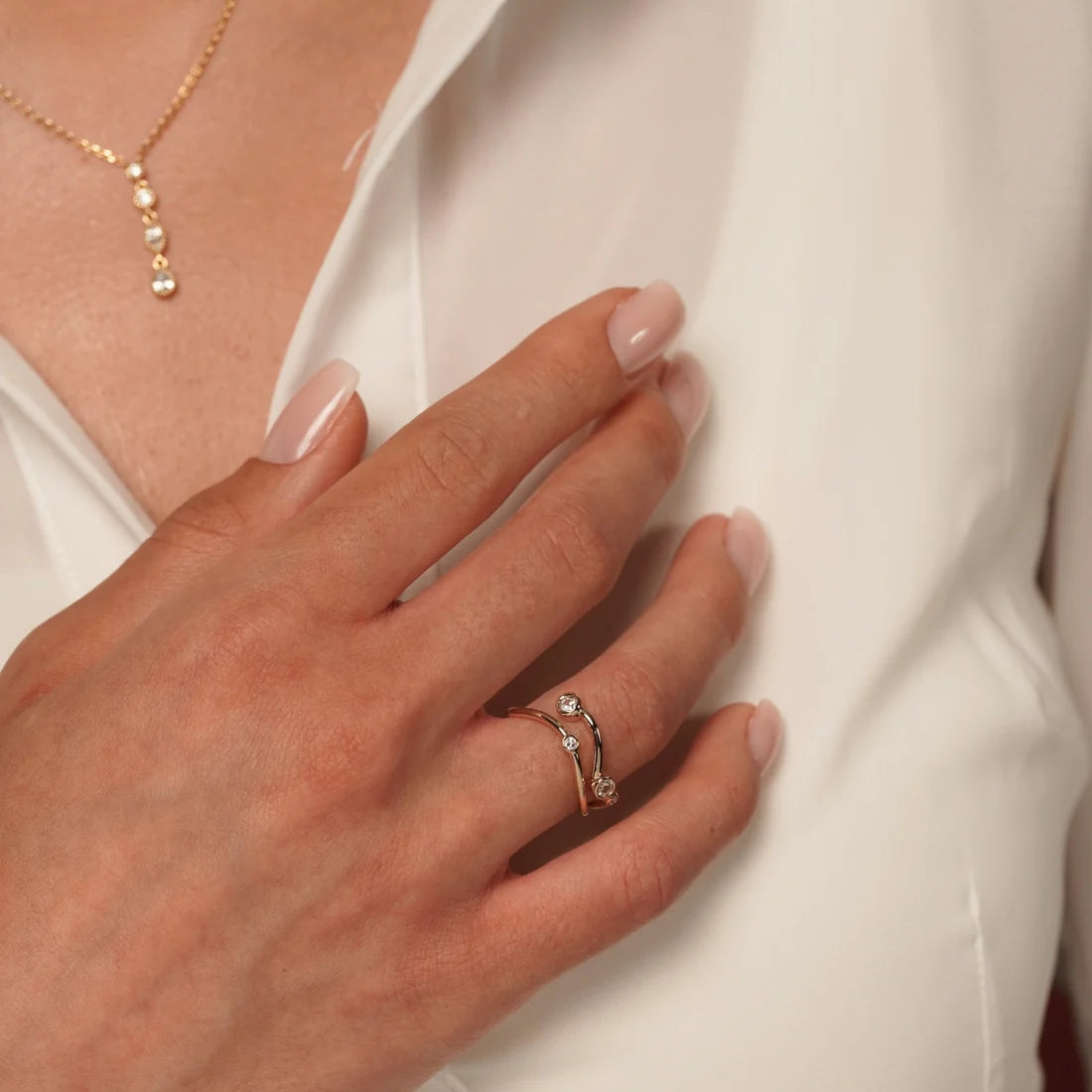 Drifting Light Open Wave Ring