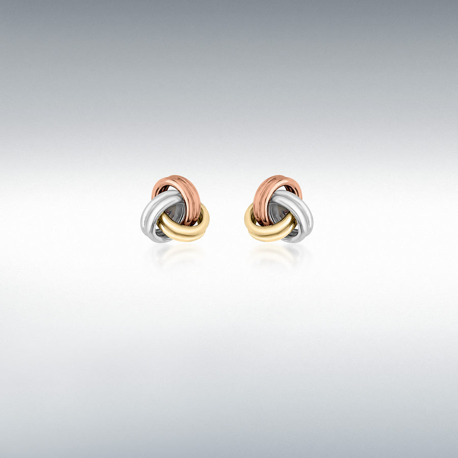 9ct 3-Colour Gold 7mm Knot Stud Earrings
