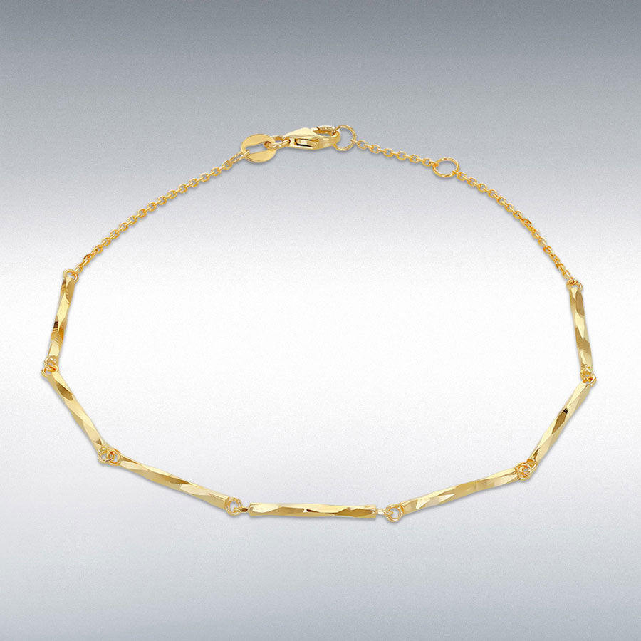 9CT YELLOW GOLD TRACE DIAMOND CUT BRACELET
