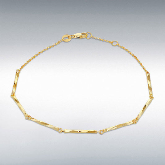9CT YELLOW GOLD TRACE DIAMOND CUT BRACELET