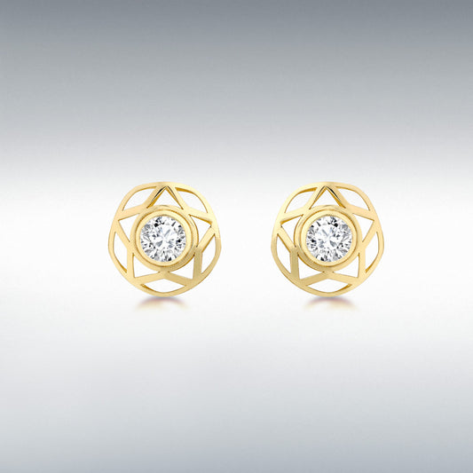 9ct Yellow Gold CZ Star Stud Earrings