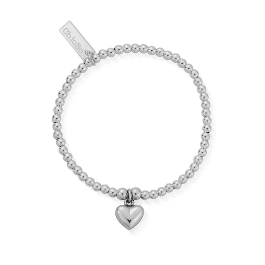 Children's Cute Charm Puffed Heart Bracelet Silver