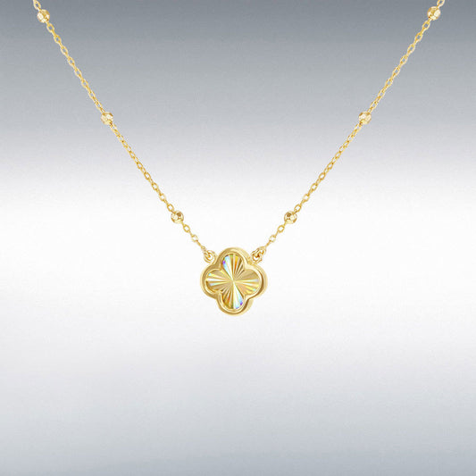 9ct Yellow Gold Rainbow Petal Adjustable Trace and Ball Necklace