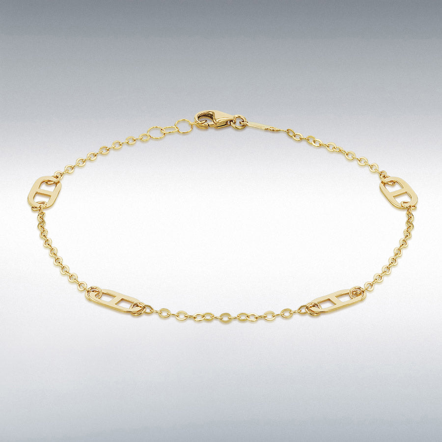 9ct Yellow Gold 4 Station Rambo Bracelet