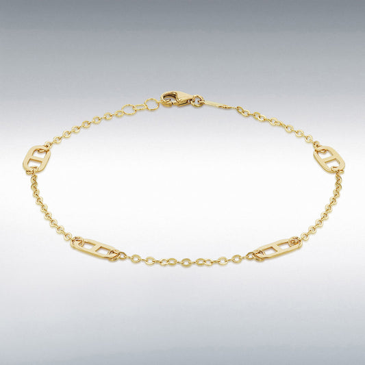 9ct Yellow Gold 4 Station Rambo Bracelet