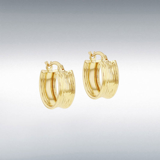 9ct Yellow Gold Diamond Cut Creole Hoop Earring