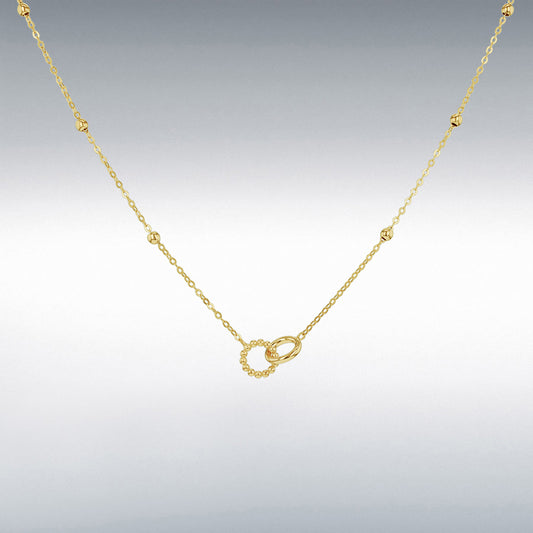 9ct Yellow Gold Double Rings Necklace