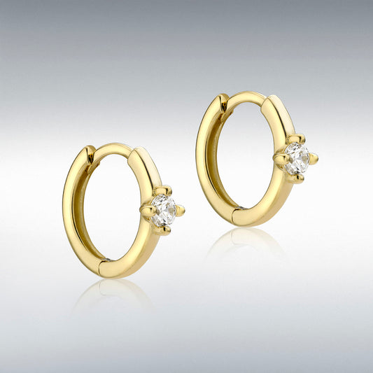 9ct Yellow Gold CZ Polished Hoop Creole Earrings