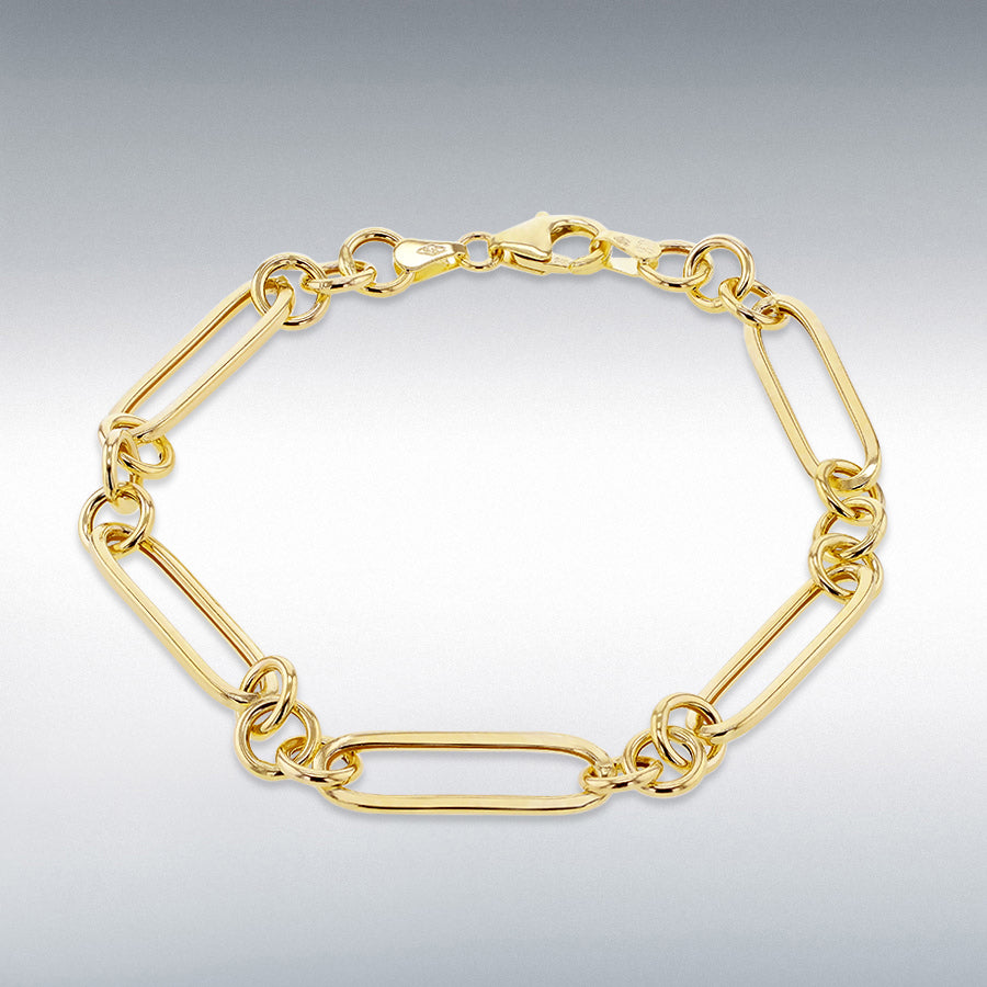 9CT Yellow Gold Figaro Paper Link Bracelet