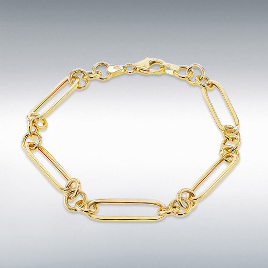 9CT Yellow Gold Figaro Paper Link Bracelet