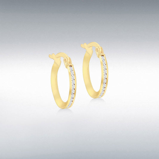 9ct Gold Cz Hoop Earrings