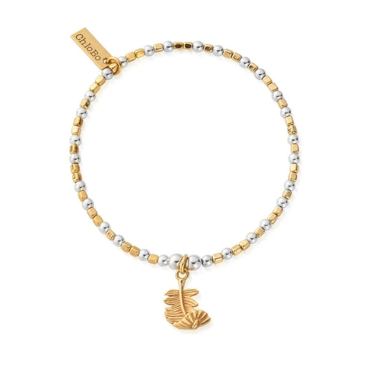 Mixed Metal Curved Feather Bracelet