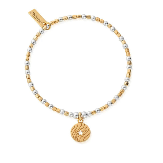 Mixed Metal Open Star In Circle Bracelet