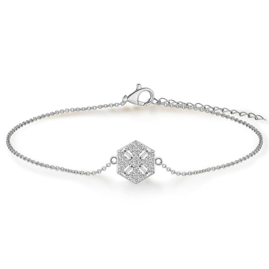 Silver Cz Hexagon Bracelet