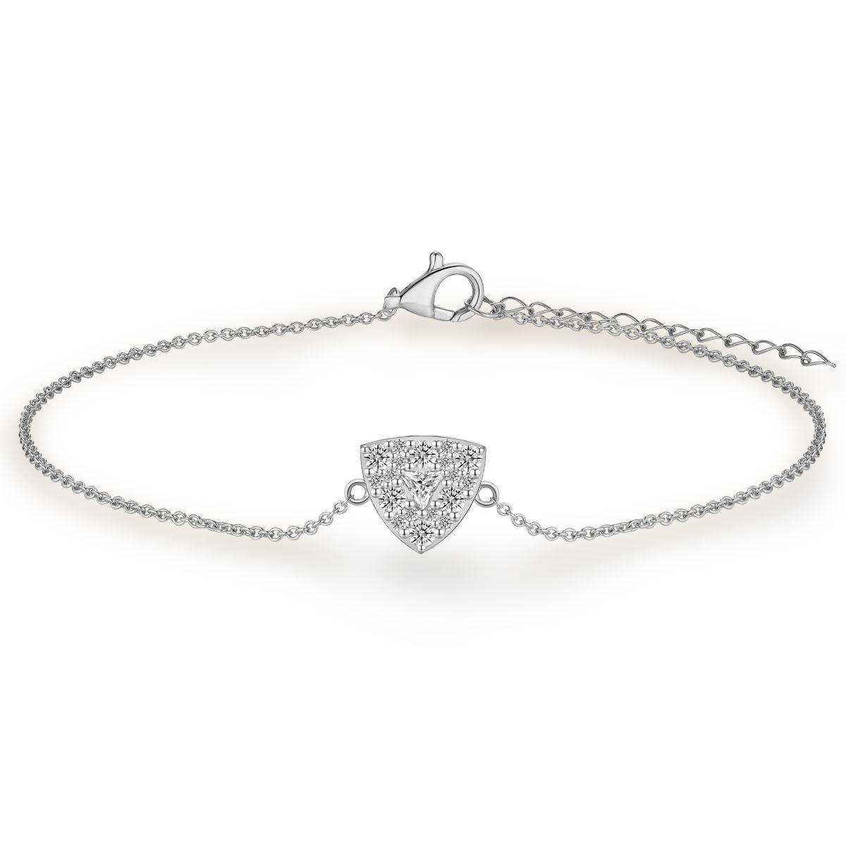Silver Cz Triangle Charm Bracelet