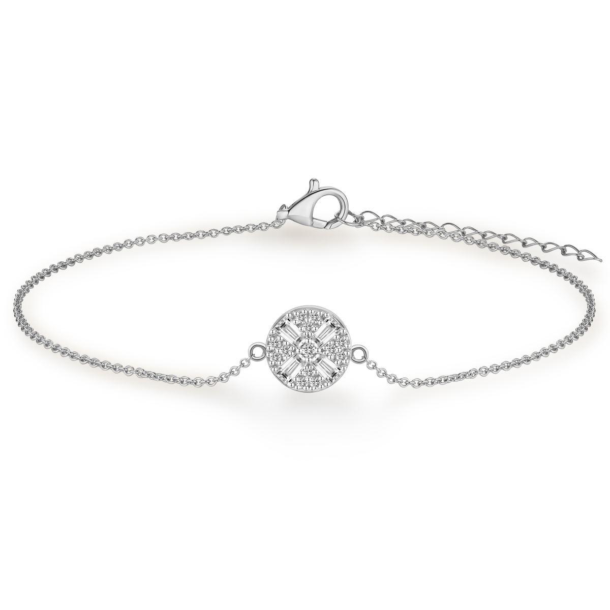 Silver Cz Circle Charm Bracelet