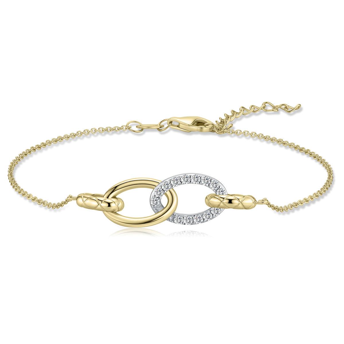 Golden Cz Oval Link Bracelet