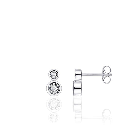 Gisser Silver & Cz Stud Earrings