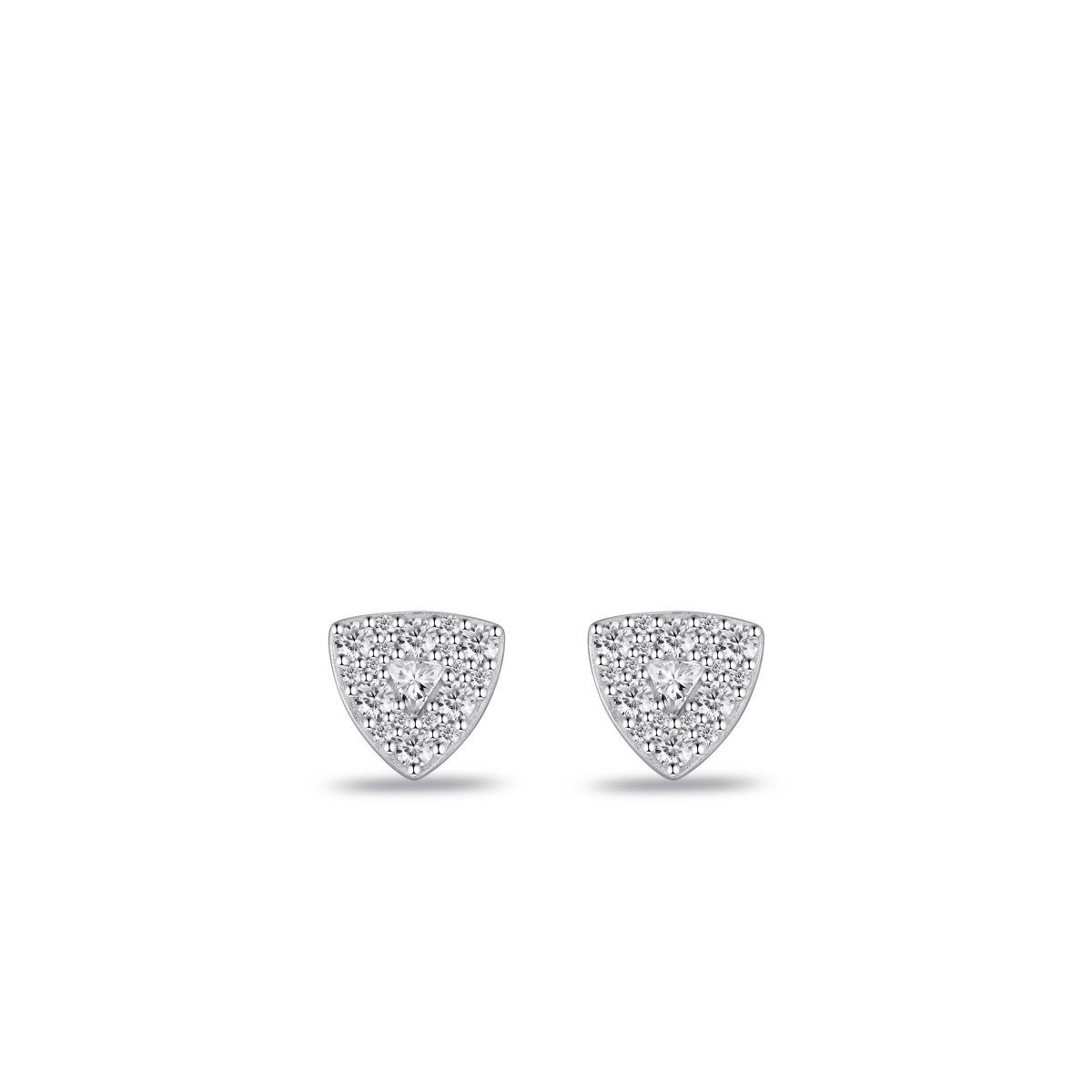 Gisser Silver Cz Triangle Stud Earrings