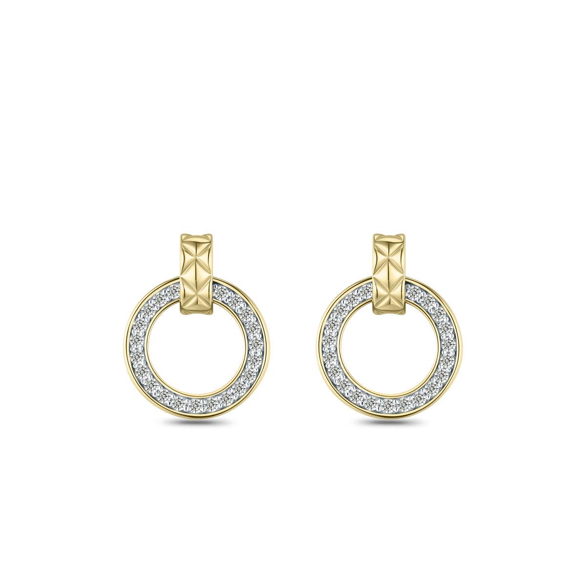 Golden Cz Circle Drop Earrings