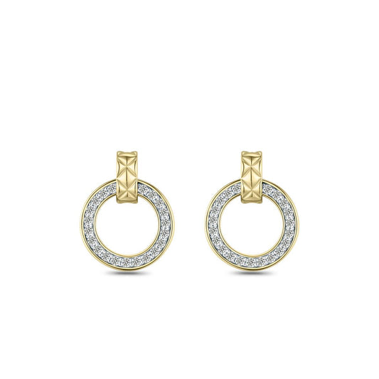 Golden Cz Circle Drop Earrings