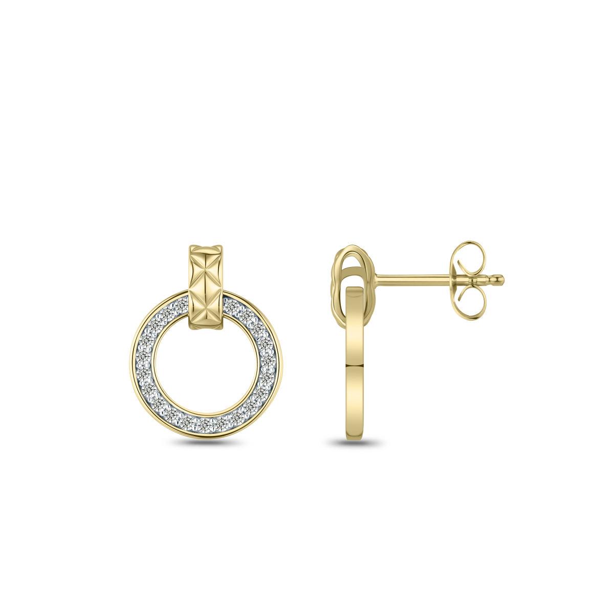 Golden Cz Circle Drop Earrings