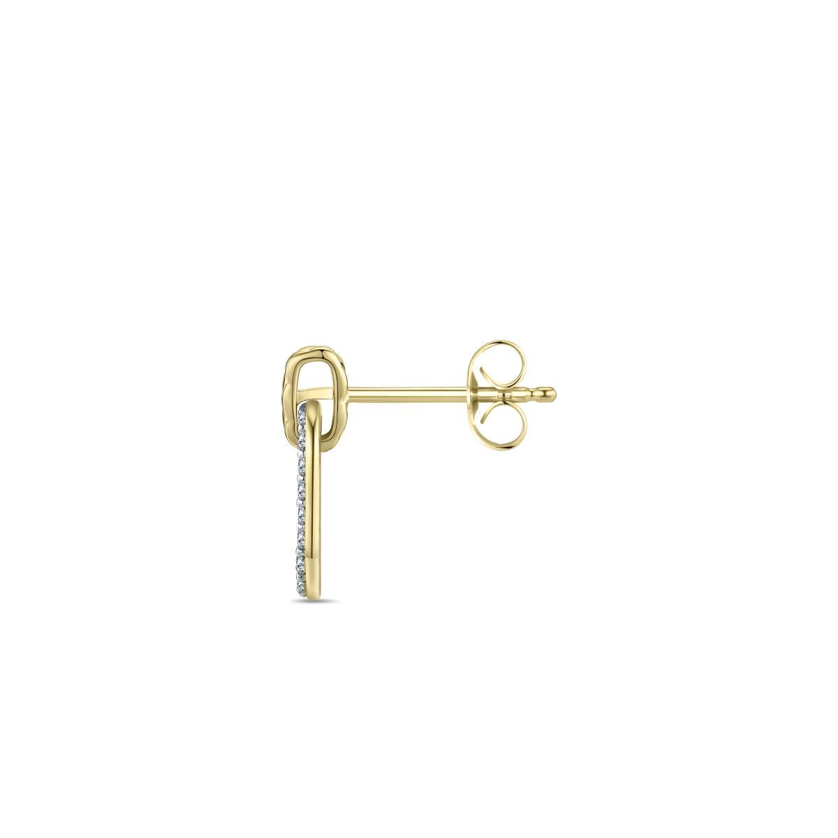 Golden Oval Cz Drop Earrings