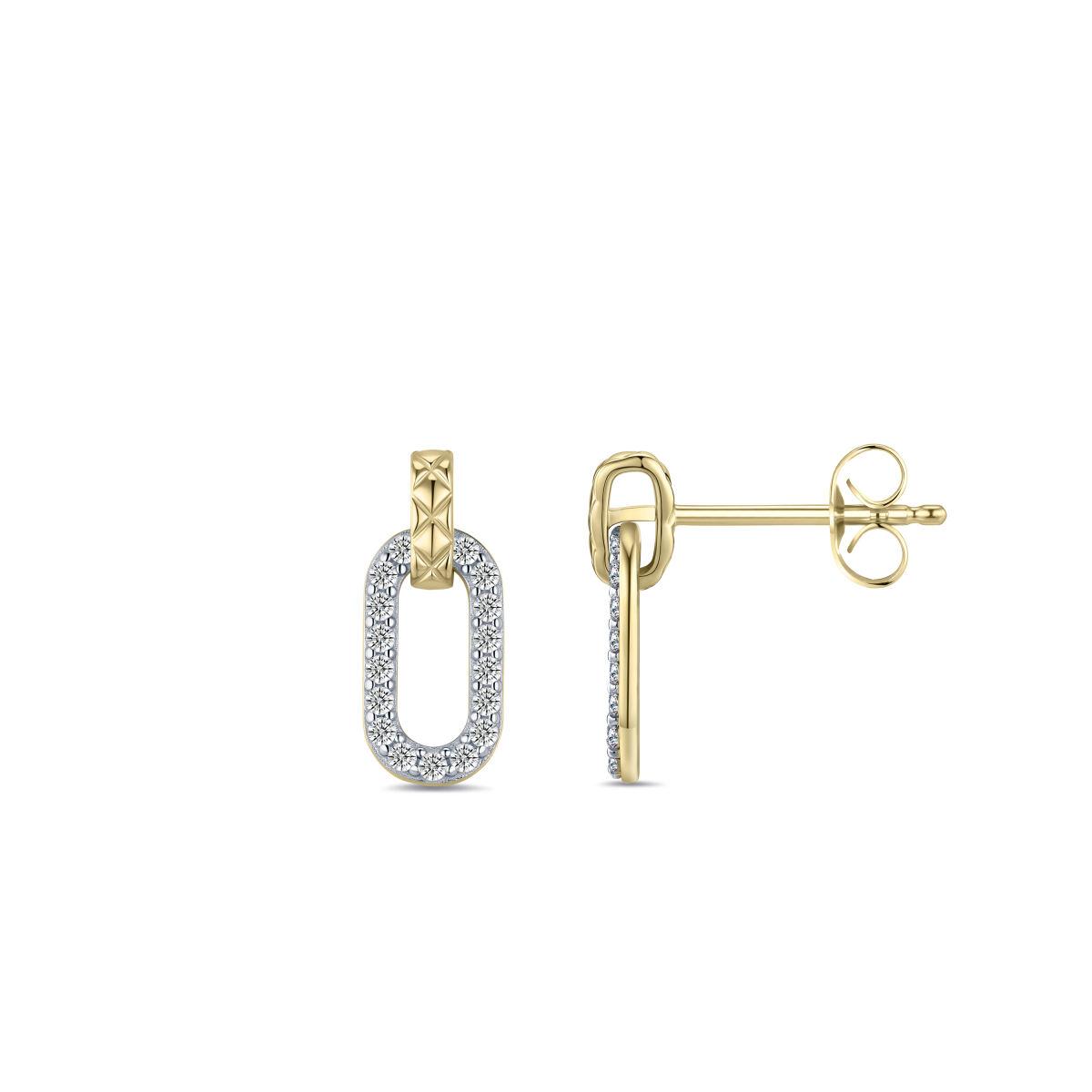 Golden Oval Cz Drop Earrings