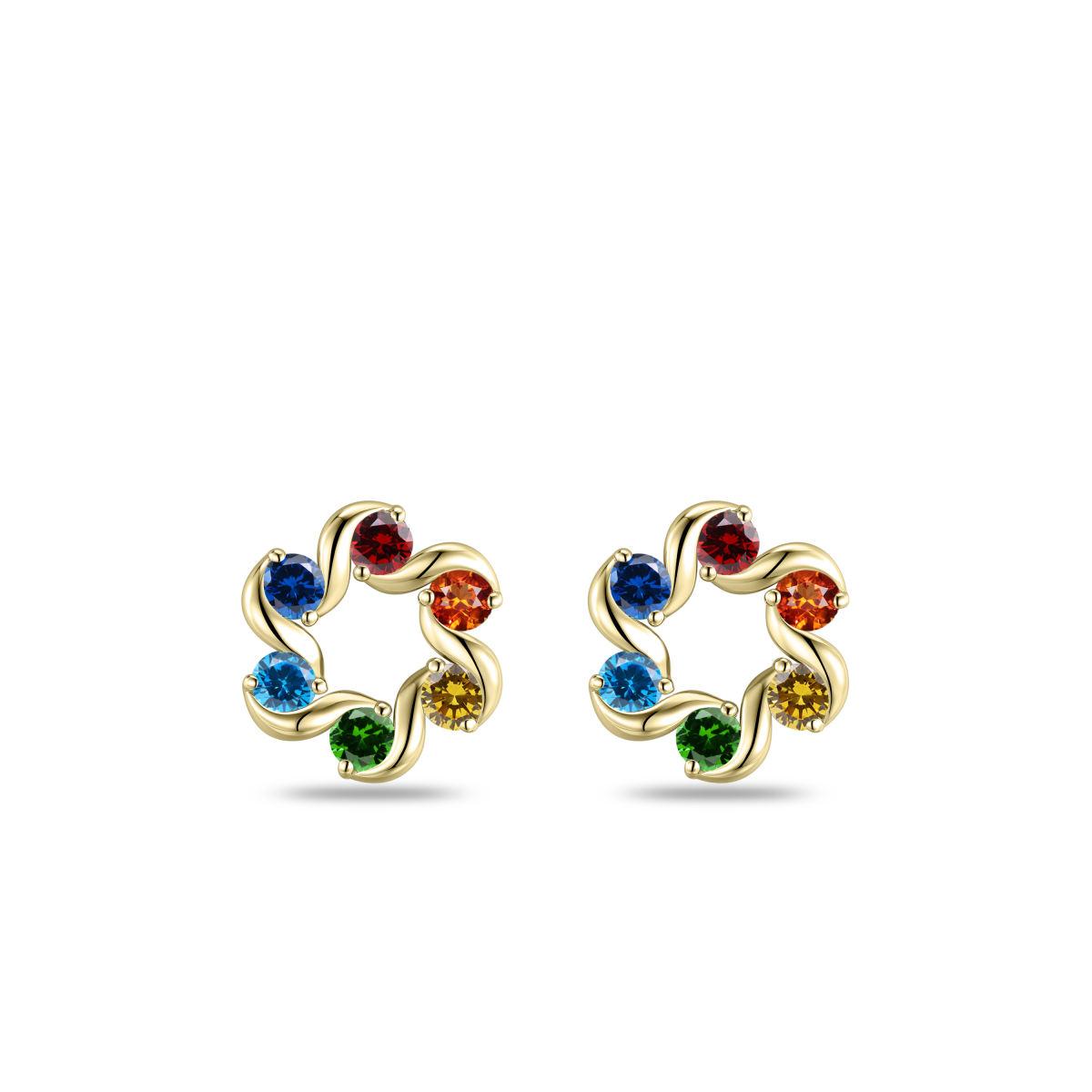 Gisser Golden Multi Colour Circle Stud Earrings