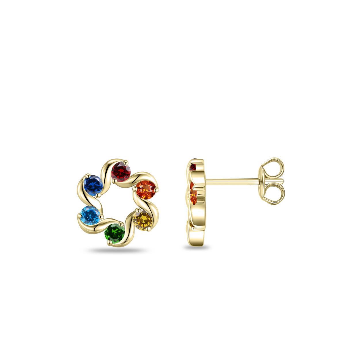 Gisser Golden Multi Colour Circle Stud Earrings