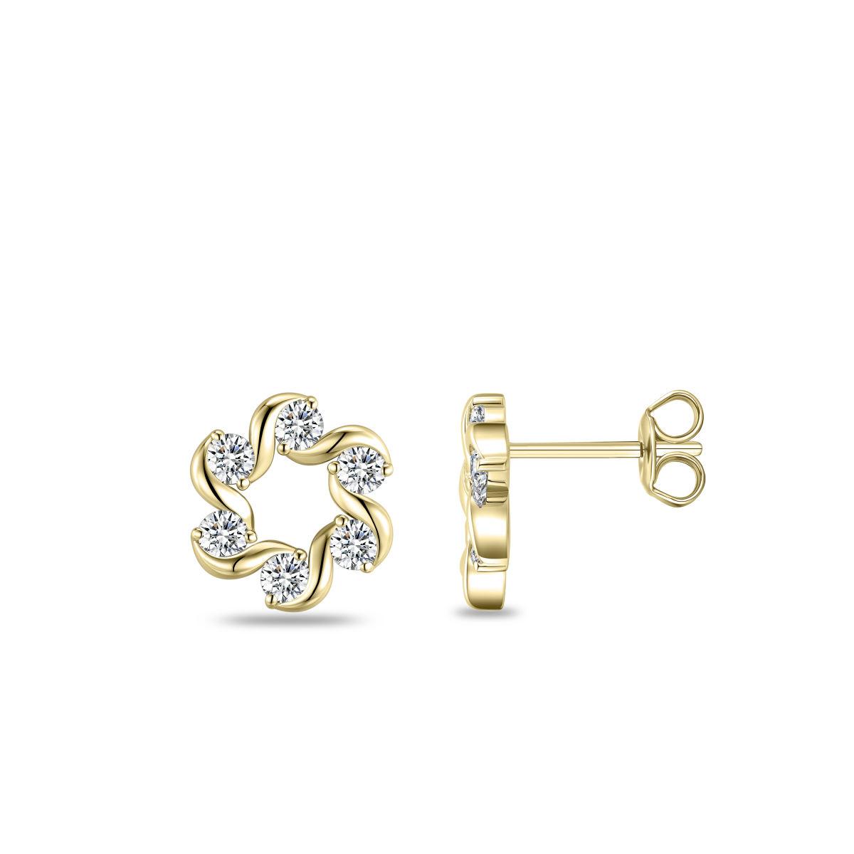 Gisser Golden CZ Circle Stud Earrings