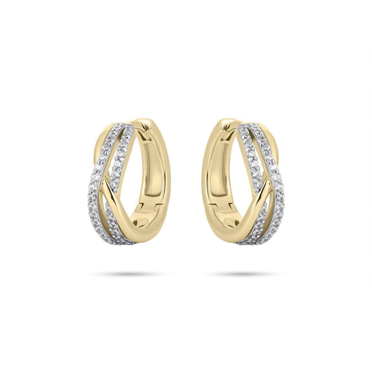 Gold Cz Pave Crossover Hoops