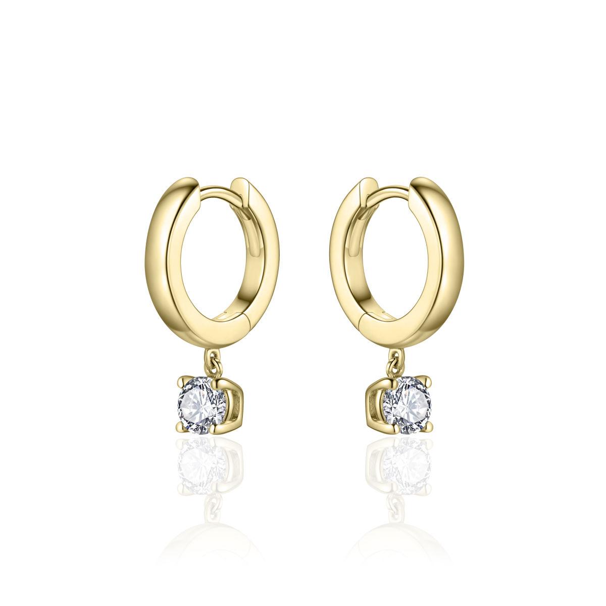 Gold Hoops with Cz Drops