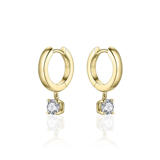 Gold Hoops with Cz Drops