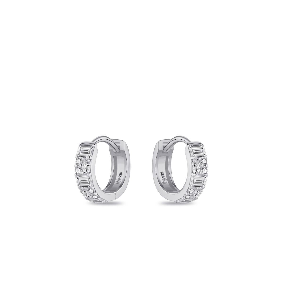 Gisser Silver Cz 12mm Hoop Earring
