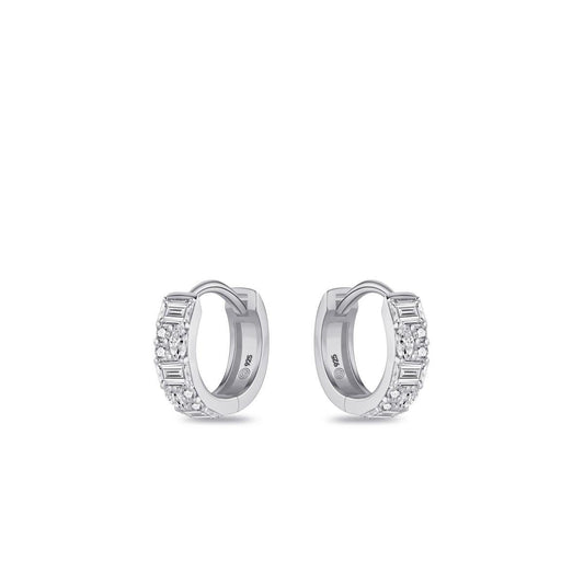 Gisser Silver Cz 12mm Hoop Earring