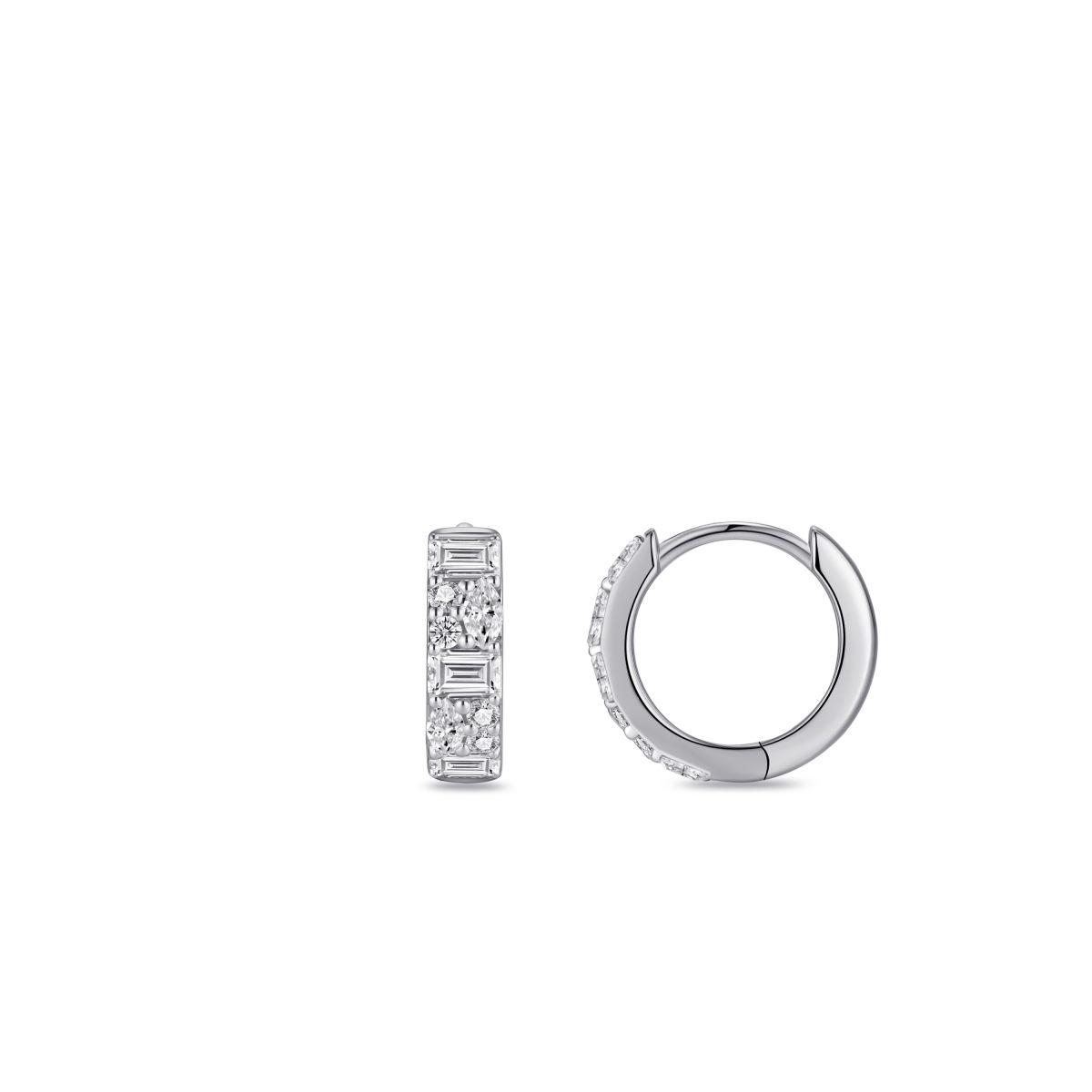 Gisser Silver Cz 12mm Hoop Earring