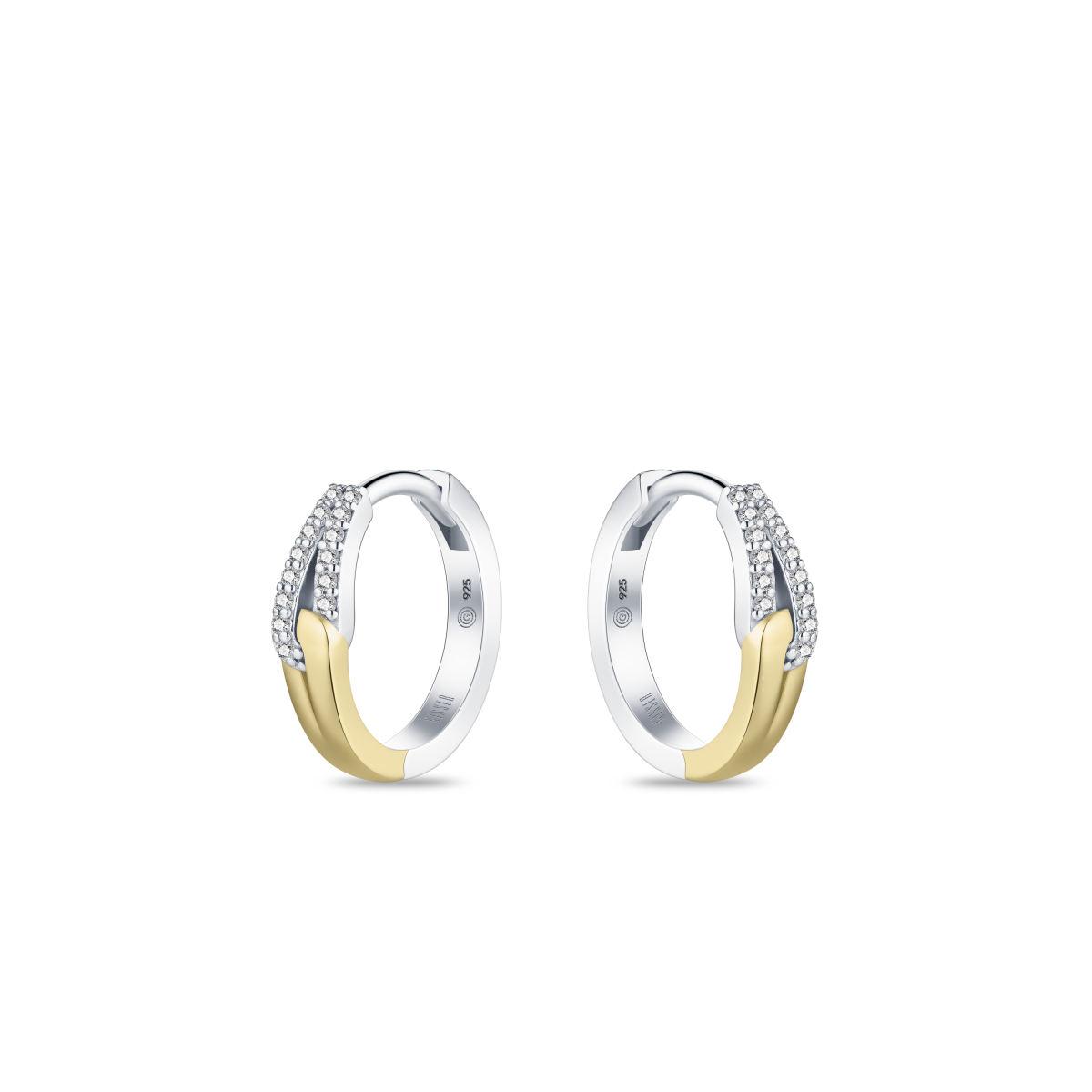 Gisser Silver/Gold Duo Tone Hoop Earrings