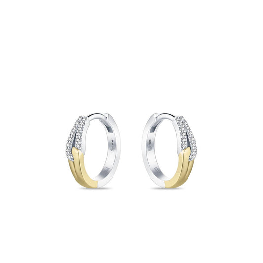 Gisser Silver/Gold Duo Tone Hoop Earrings