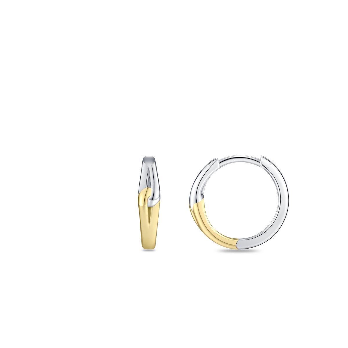 Gisser Silver/Gold Duo Tone Hoop Earrings