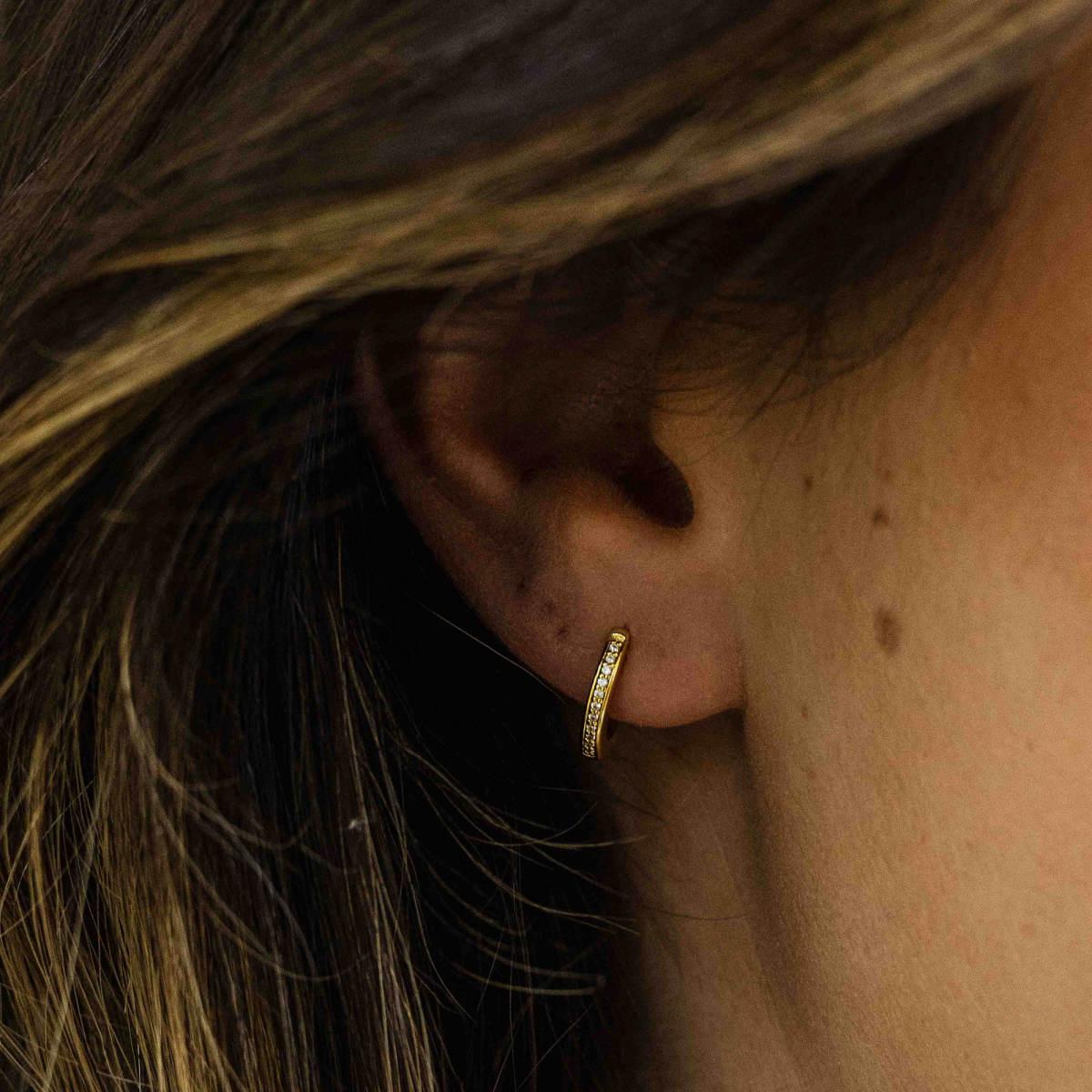 Gisser Cz Pave Set Gold Hoops