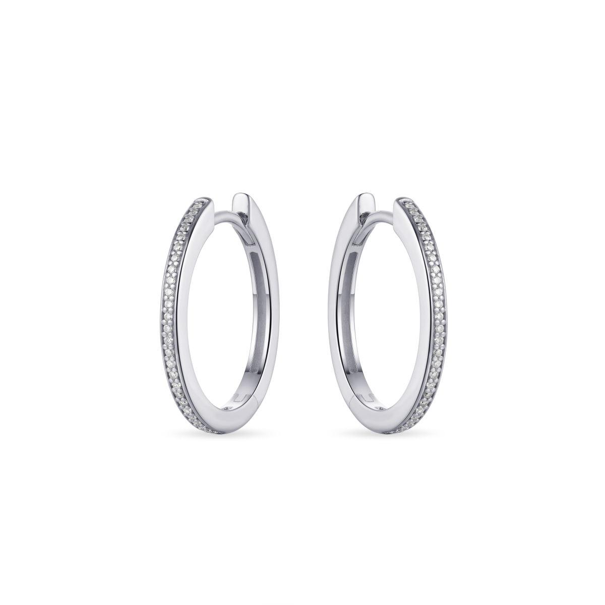 Gisser Silver Cz Pave Set Hoops