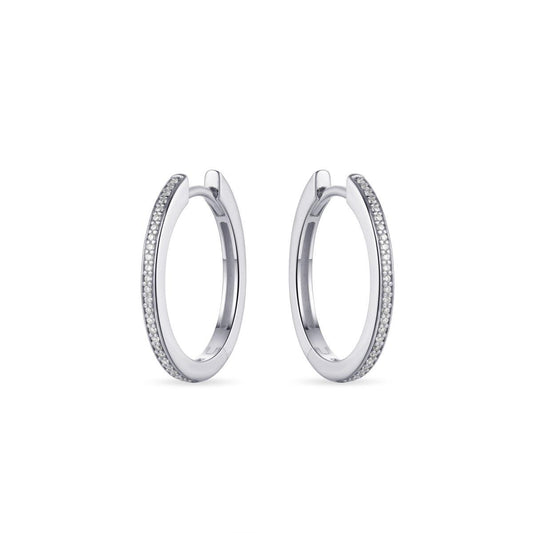 Gisser Silver Cz Pave Set Hoops