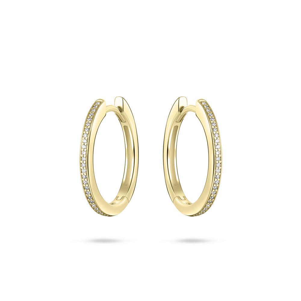 Gisser Gold Cz Pave Set Hoops