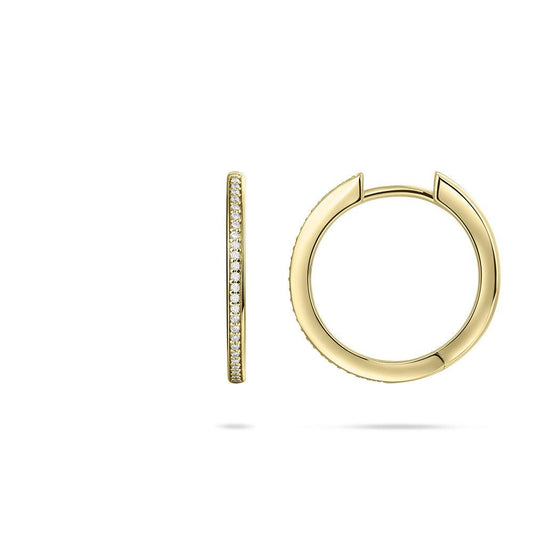 Gisser Gold Cz Pave Set Hoops