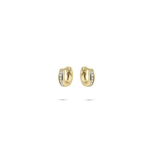 Gisser Gold Cz Pave Set Hoops