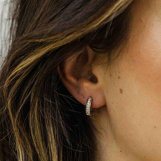 Gisser Silver Cz Pave Set Hoops